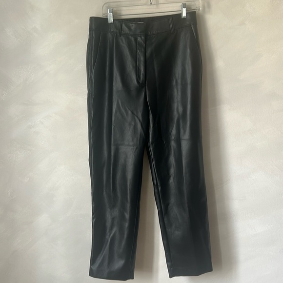 Babaton Aritzia Melina Pants Size 10 faux vegan leather black straight high rise - Picture 2 of 11
